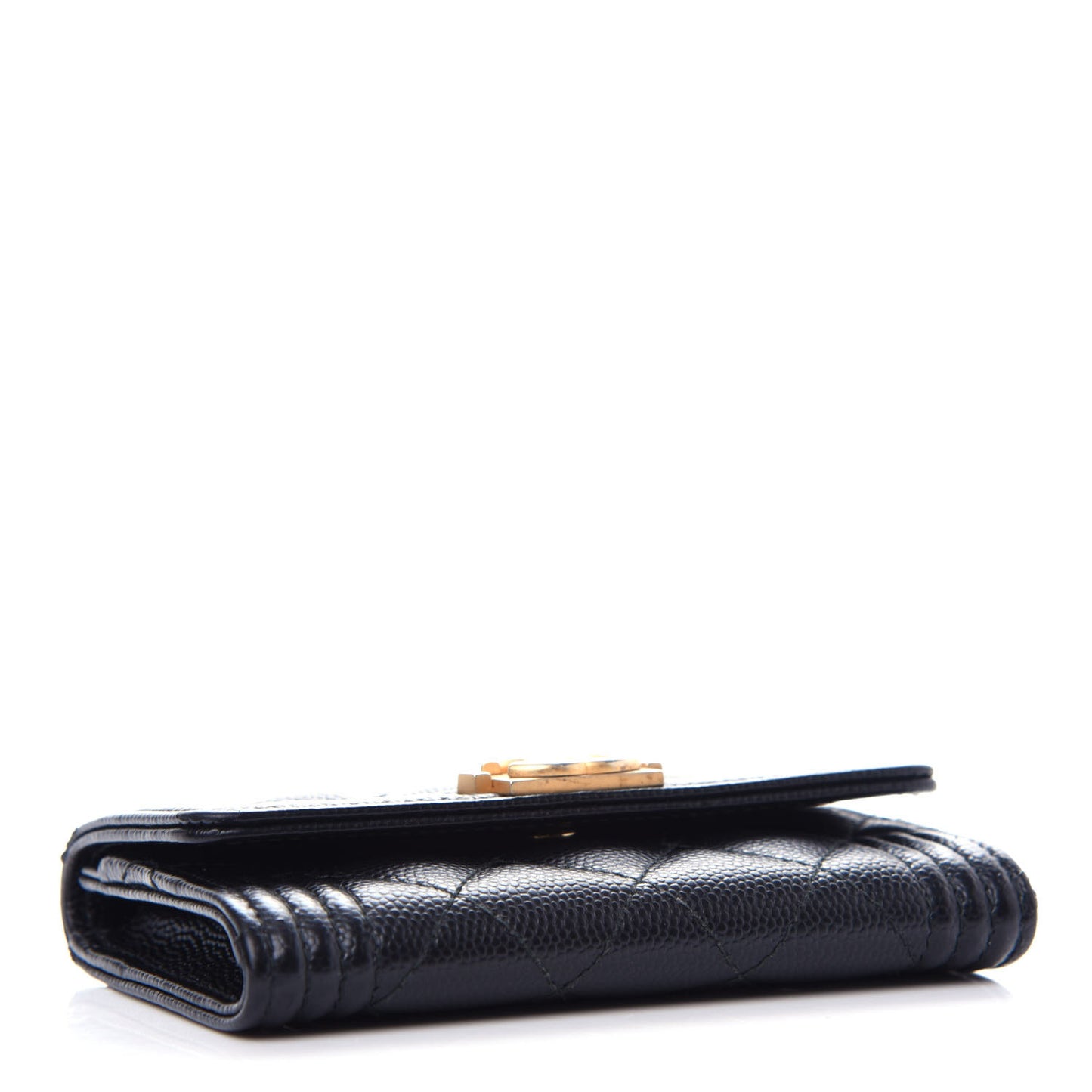 Caviar Quilted Boy Flap Card Holder Black