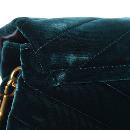 Saint Laurent Velvet Y Quilted Monogram Toy Loulou Chain Satchel Dark Ottanio 10 of 13