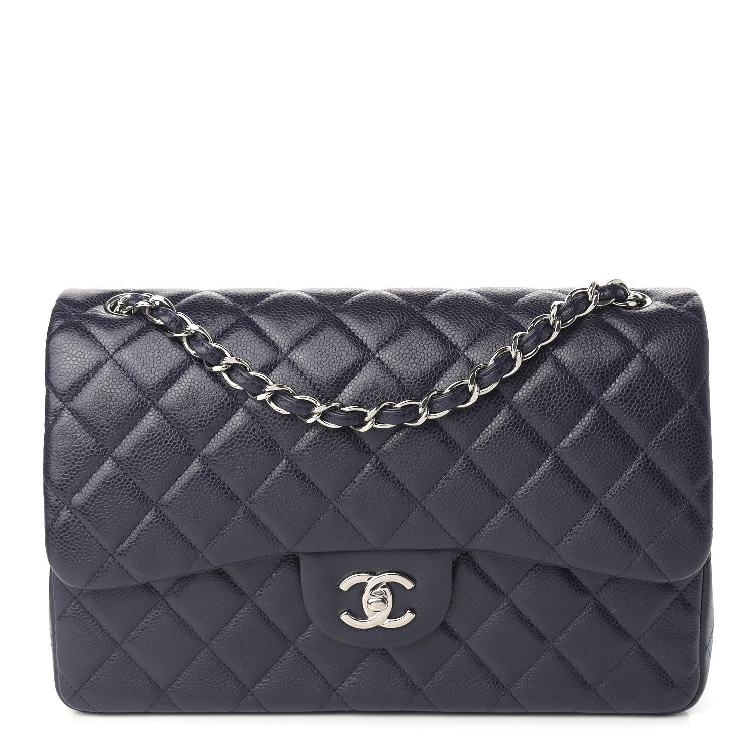 Chanel Caviar Quilted Jumbo Double Flap Navy Blue 1 of 10
