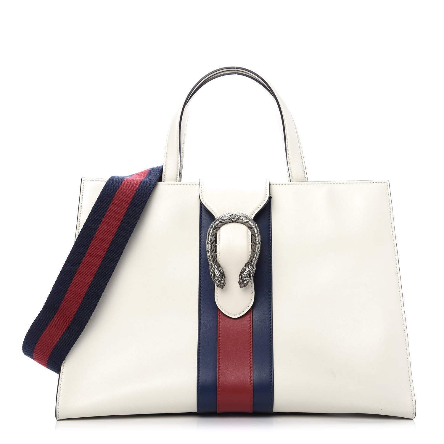 Gucci Calfskin Web Stripe Large Dionysus Tote Bag White 1 of 13