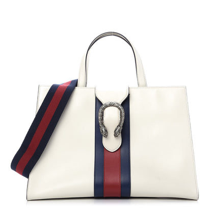 Gucci Calfskin Web Stripe Large Dionysus Tote Bag White 1 of 13