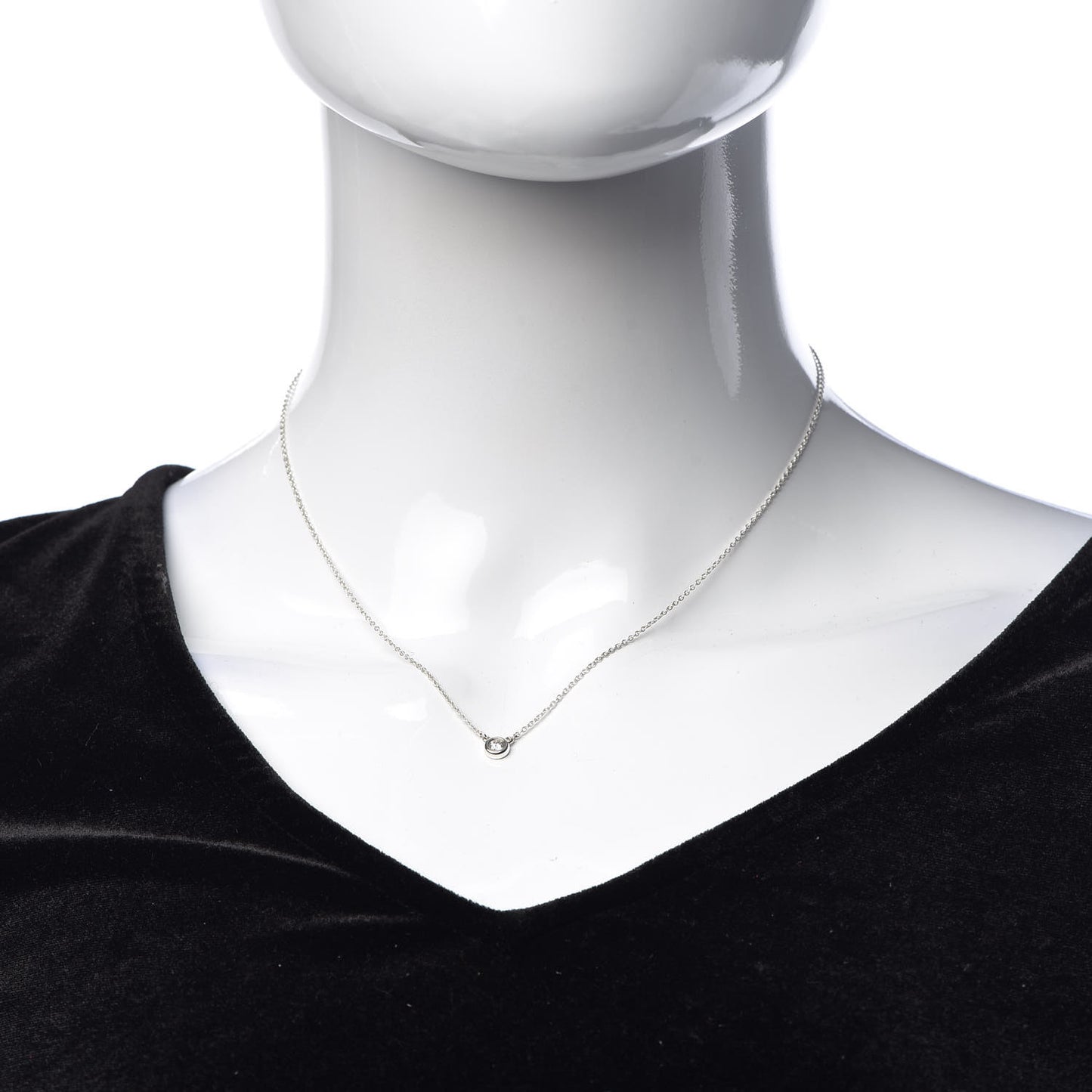 Sterling Silver Diamond .10ct Elsa Peretti Diamonds by the Yard Pendant Necklace