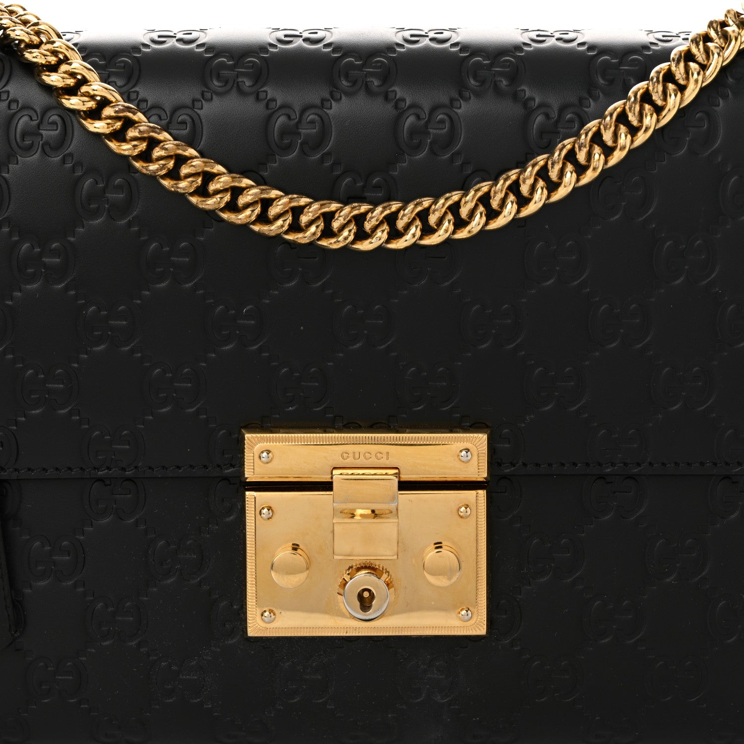 Gucci Guccissima Medium Padlock Shoulder Bag Black 14 of 17