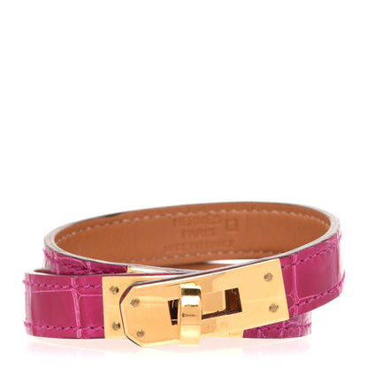 Hermes Shiny Alligator Kelly Double Tour Bracelet S Fuchsia 1 of 7