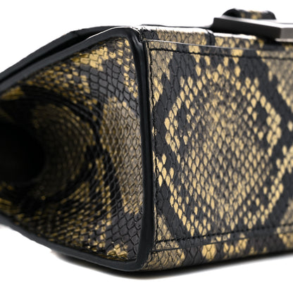 Balenciaga Shiny Calfskin Snakeskin Embossed Hourglass Top Handle Bag XS Gold Black 7 of 12