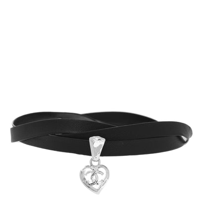 Chanel Metal Lambskin CC Heart Choker Necklace Black Silver 1 of 6
