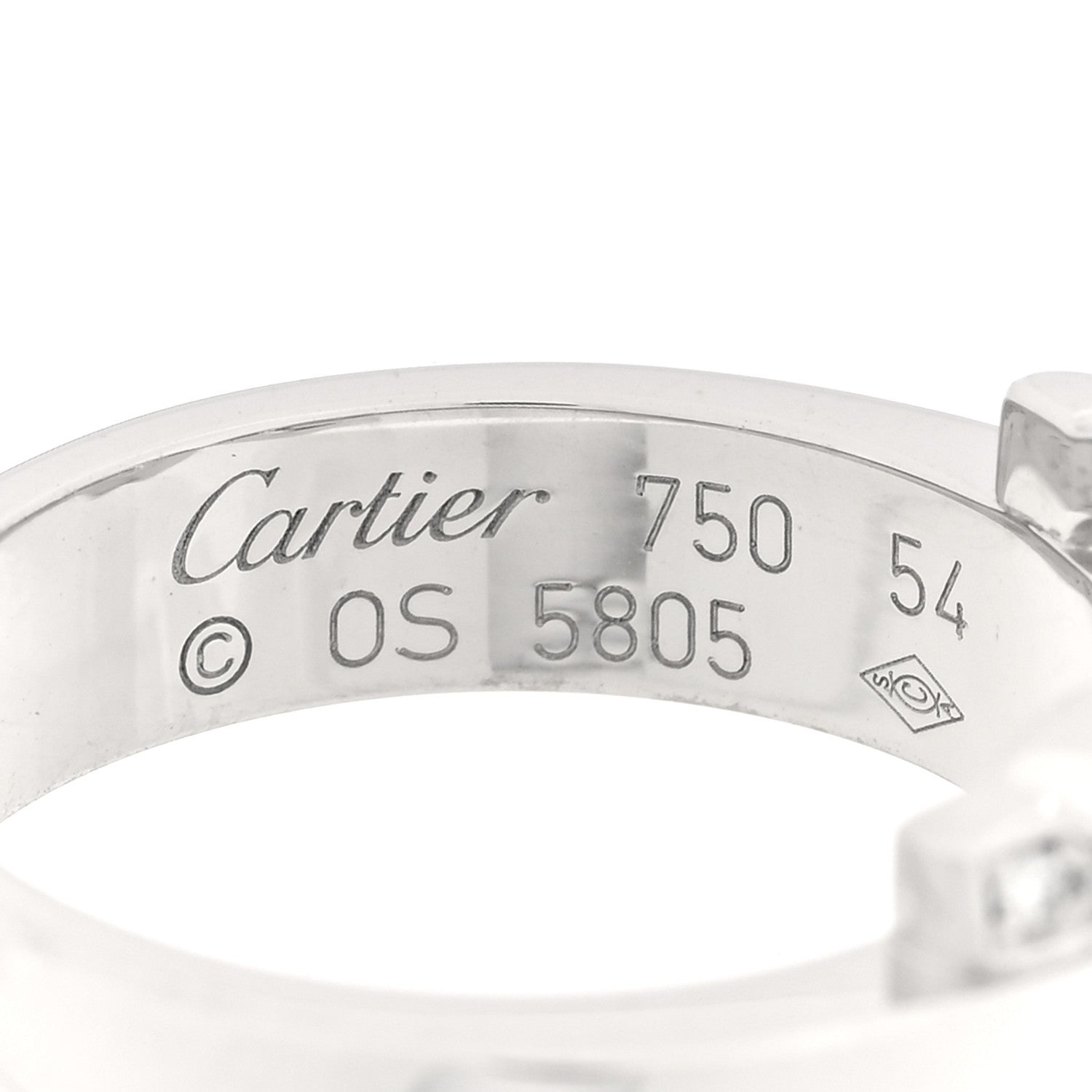Cartier 18K White Gold Diamond C De Cartier Ring 54 7 4 of 4