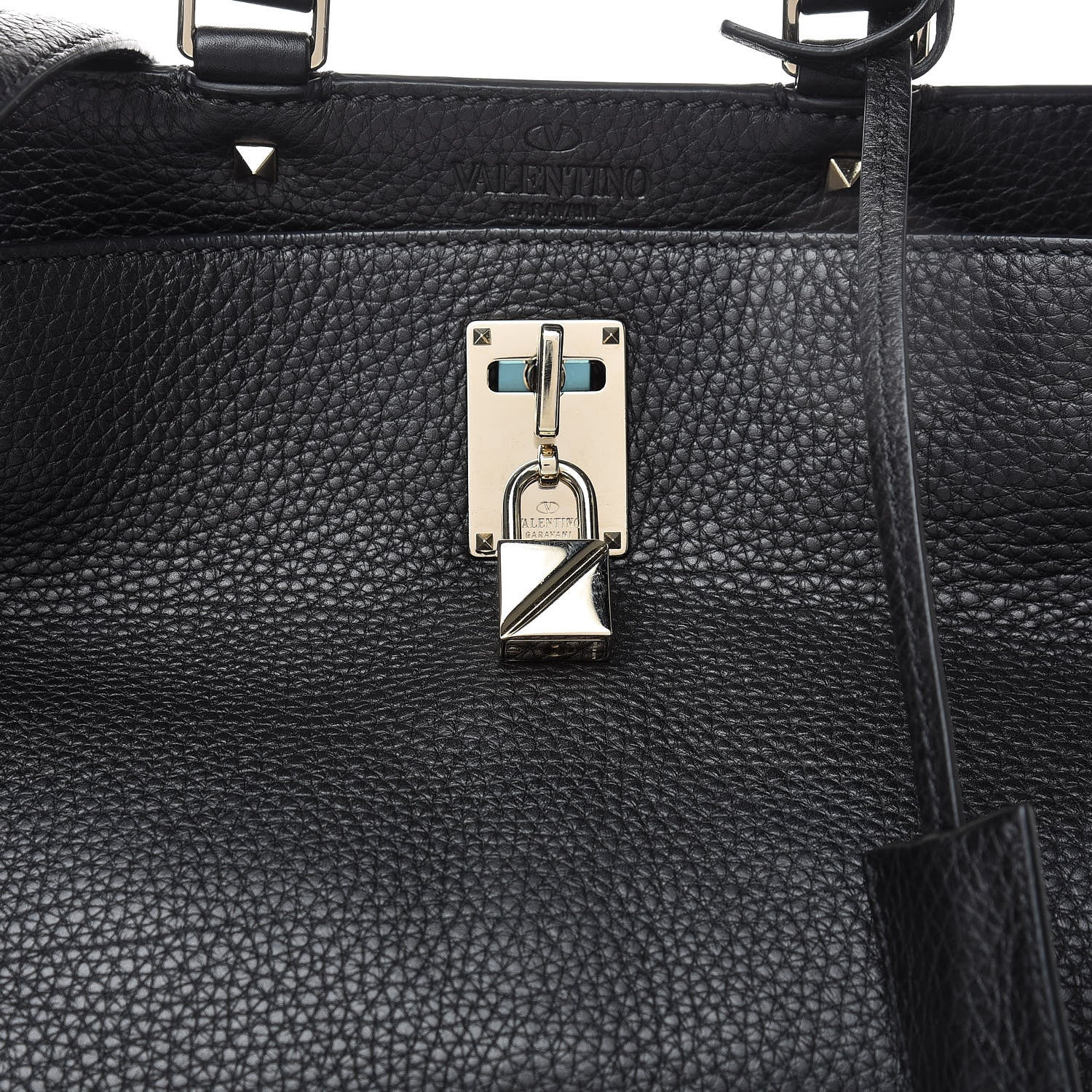 Valentino Garavani Pebbled Calfskin Large JoyLock Satchel Black 8 of 10