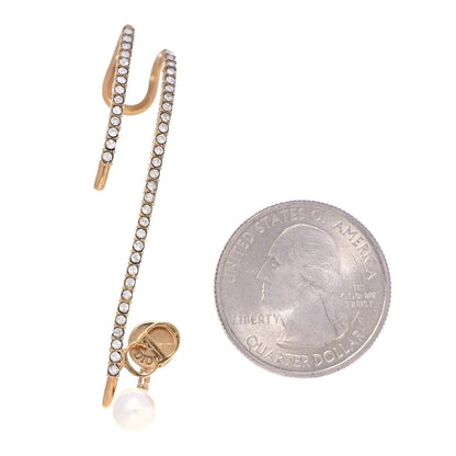 Christian Dior Metal Crystal Pearl CD Ear Cuff Gold 2 of 4