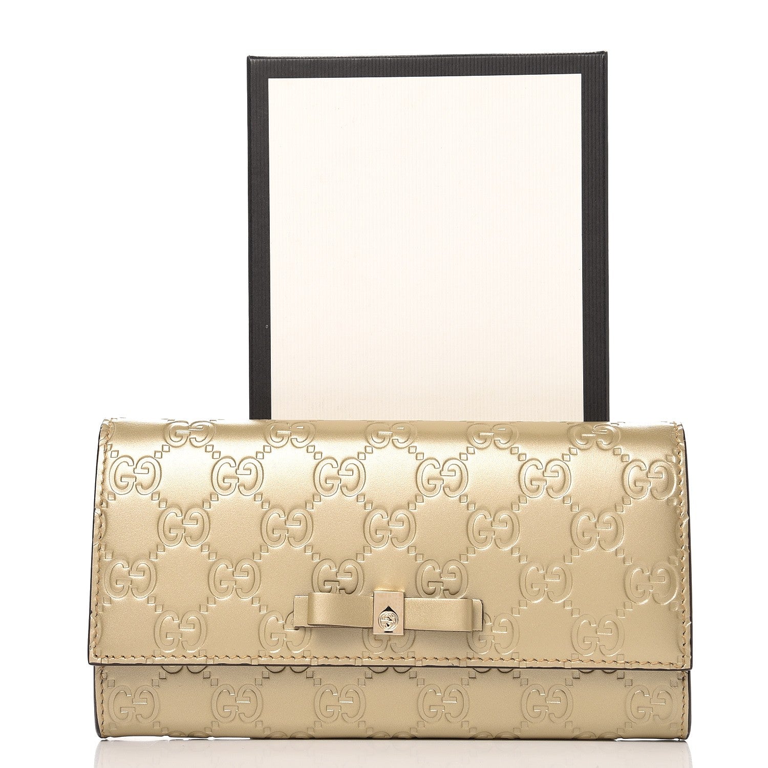 Gucci Metallic Guccissima Signature Bowy Continental Wallet Golden Beige 7 of 7