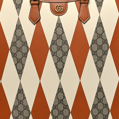 Gucci GG Supreme Monogram Boarded Dyana Calfskin Rhombus Print Studded Maxi Diana Tote Bag Beige Ebony Mystic White Hazel Brown Black 7 of 9