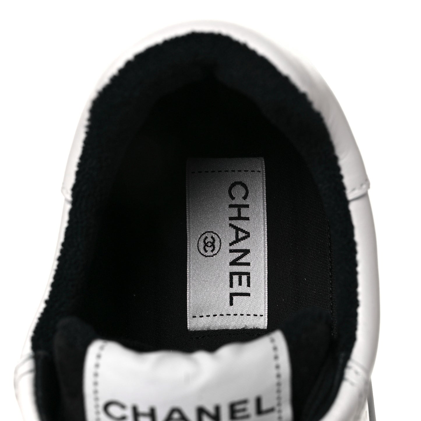 Grained Calfskin Fabric Womens Logo Sneakers 39.5 White Black