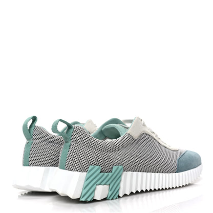 Hermes Air Mesh Suede Goatskin Bouncing Sneakers 39 Vert D'eau 4 of 8