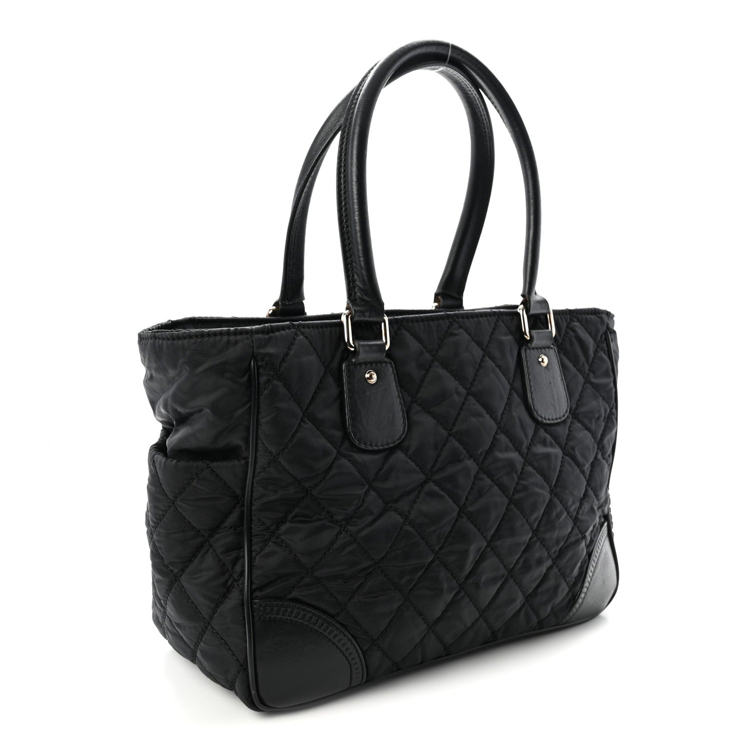 Chanel Nylon Calfskin Quilted CC Paris New York Tote Bag Black 3 of 12