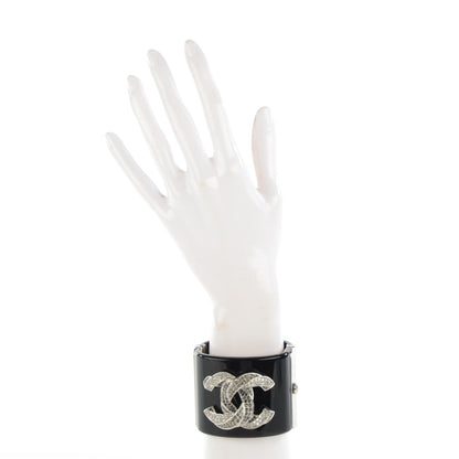 Chanel Resin Crystal CC Cuff Black 2 of 7