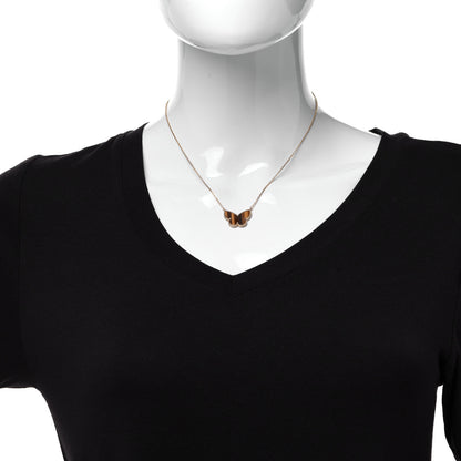 Van Cleef & Arpels 18K Yellow Gold Tiger Eye Lucky Alhambra Butterfly Pendant Necklace 2 of 6