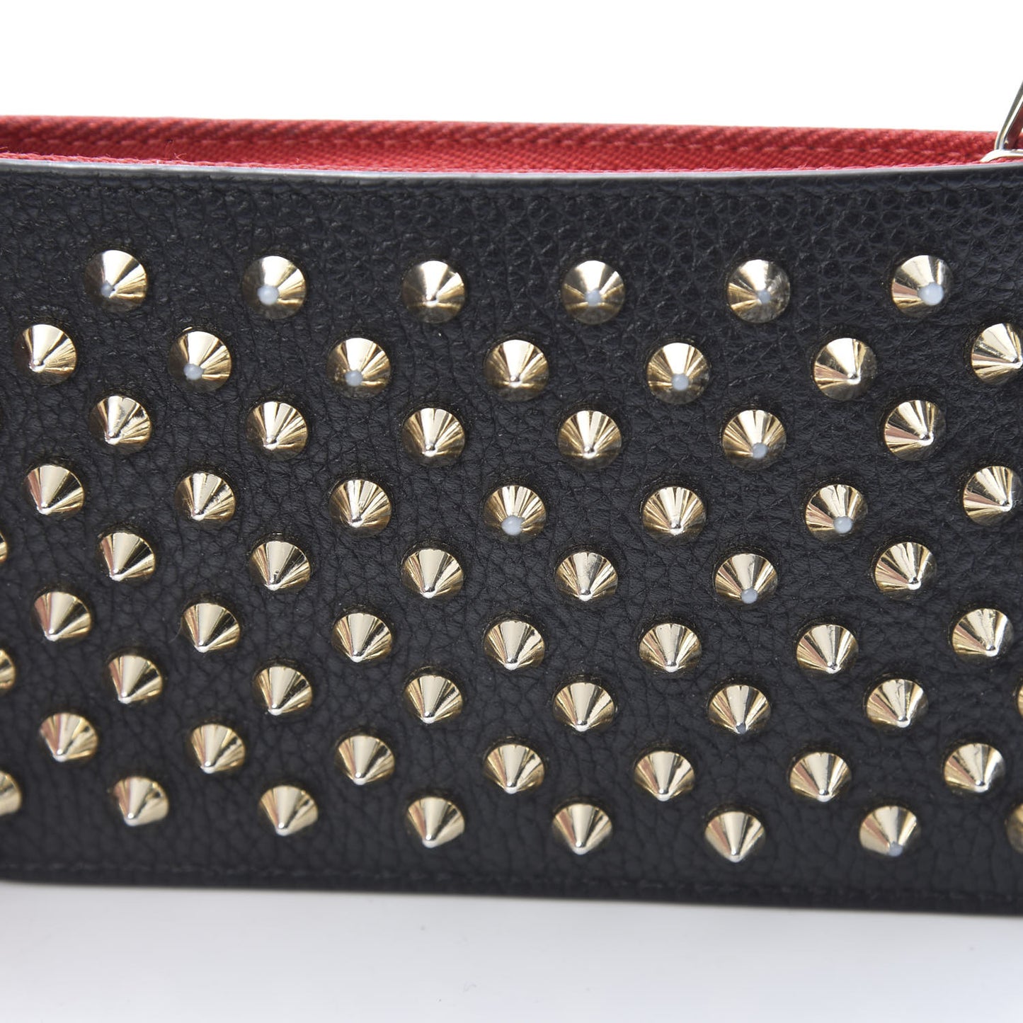 Calfskin Empire Panettone Spikes Key Ring Pouch Black