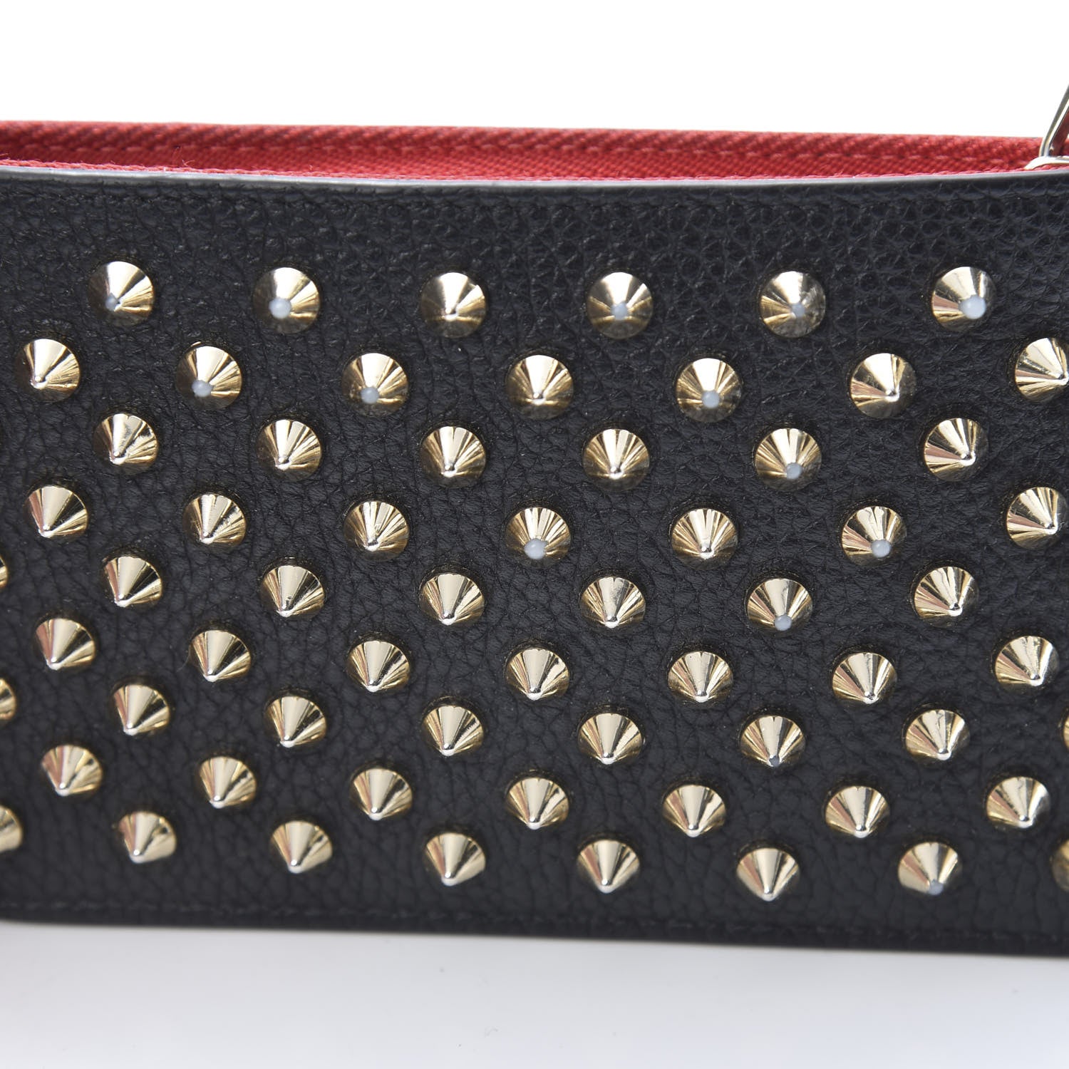Christian Louboutin Calfskin Empire Panettone Spikes Key Ring Pouch Black 11 of 13