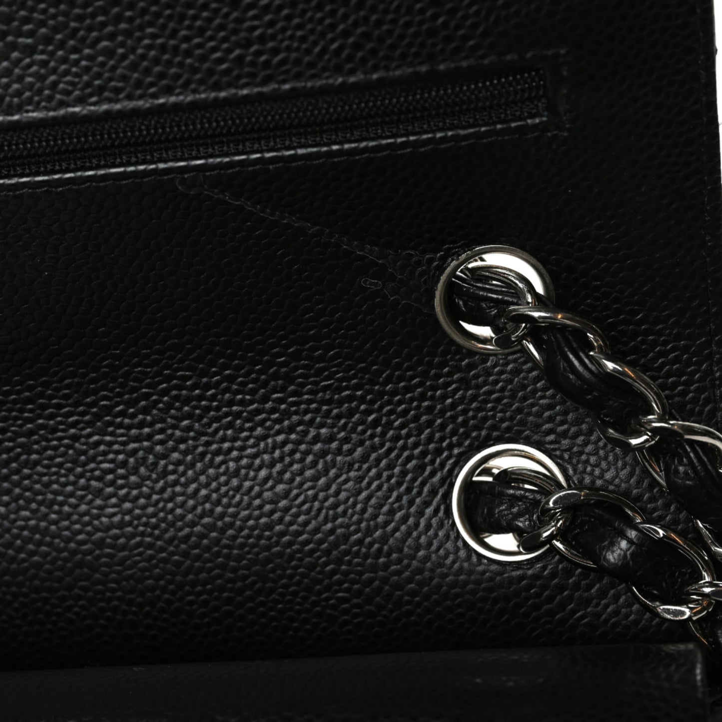 Caviar Quilted Jumbo Double Flap Black