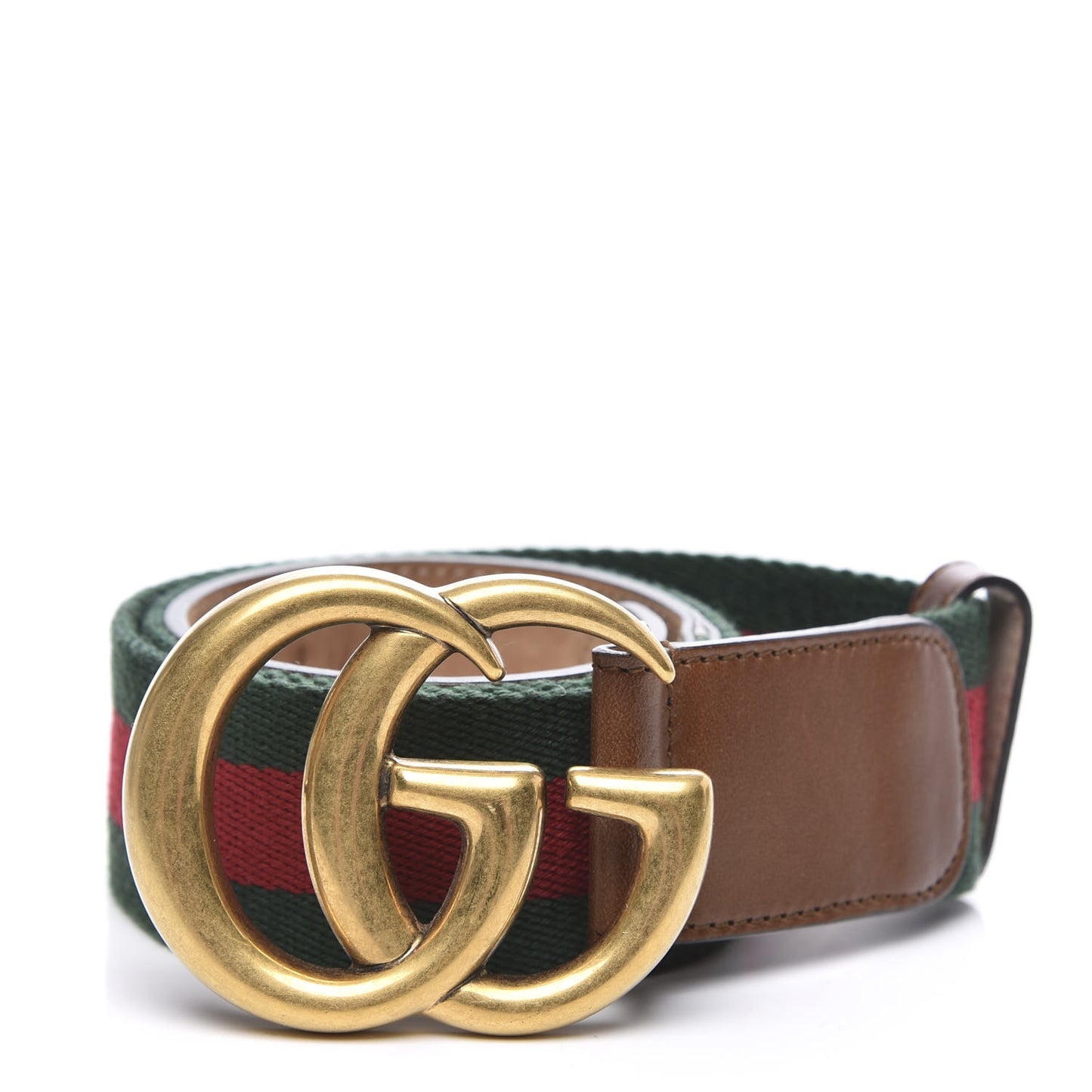 Nylon Calfskin Double G Web 40mm Belt 80 32 Green Red Cuir