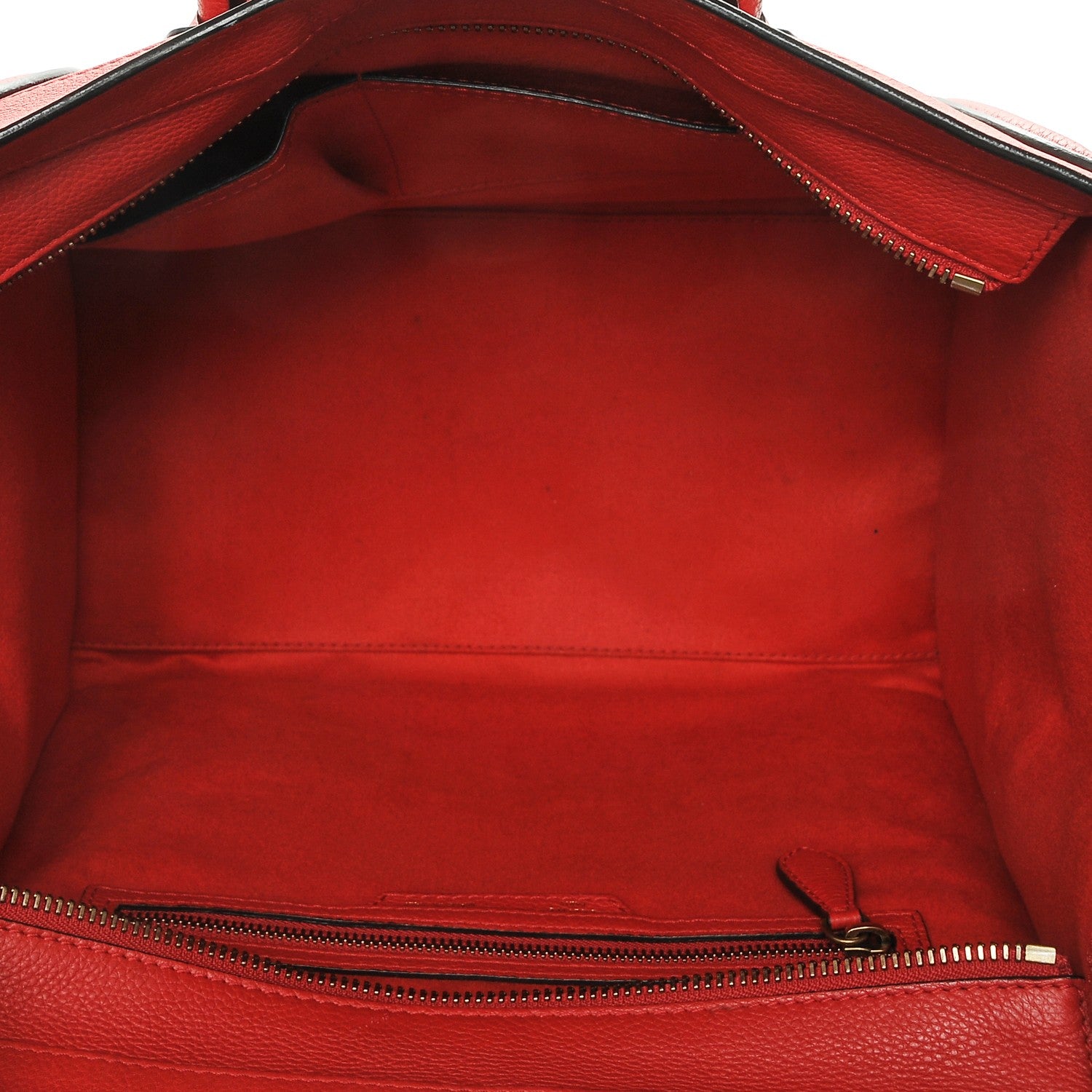 Celine Drummed Calfskin Mini Luggage Coquelicot 5 of 6