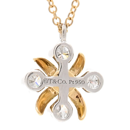 Tiffany Platinum 18K Yellow Gold Diamond Schlumberger Lynn Pendant Necklace 4 of 4