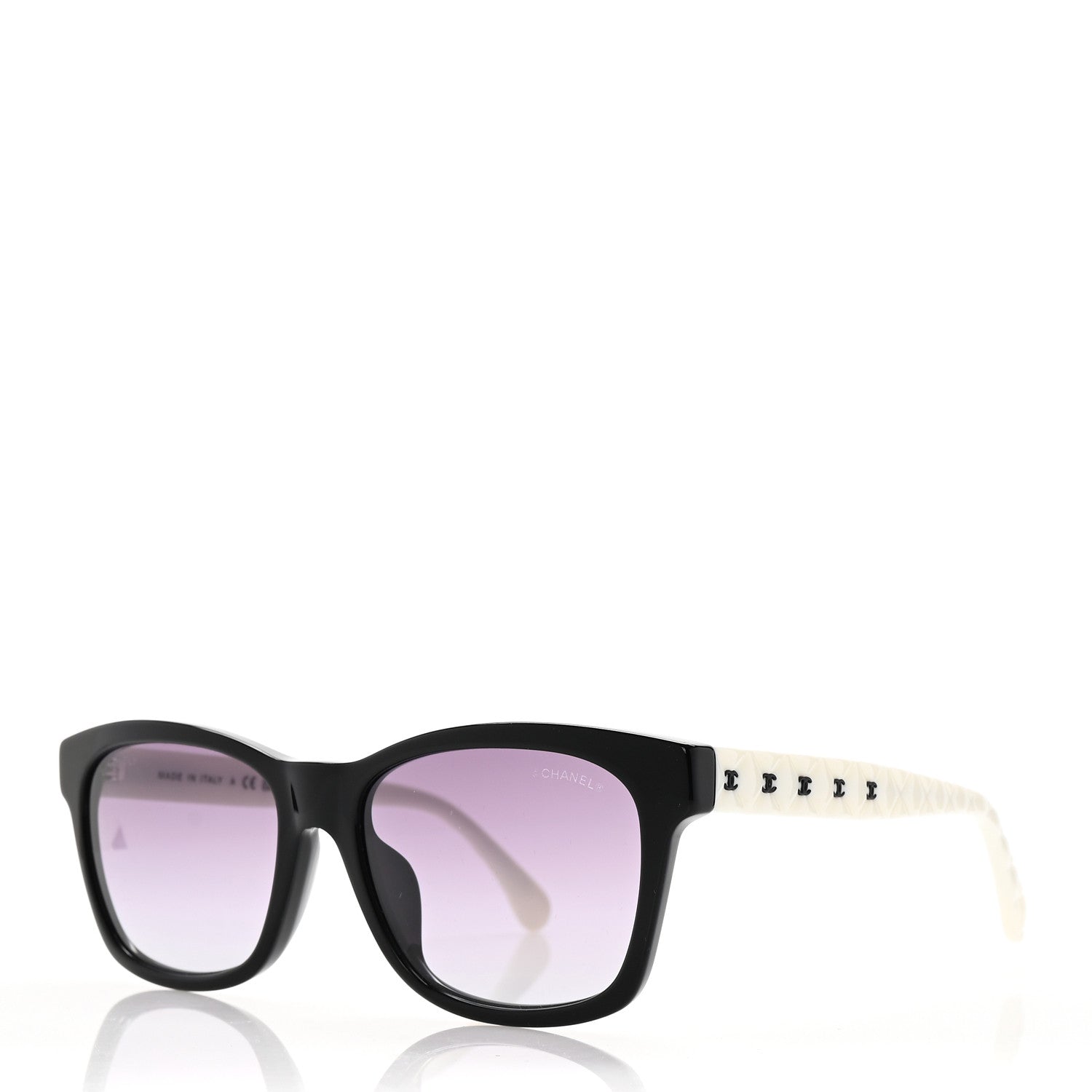 Chanel Acetate Quilted CC Square Sunglasses 5484 White Black