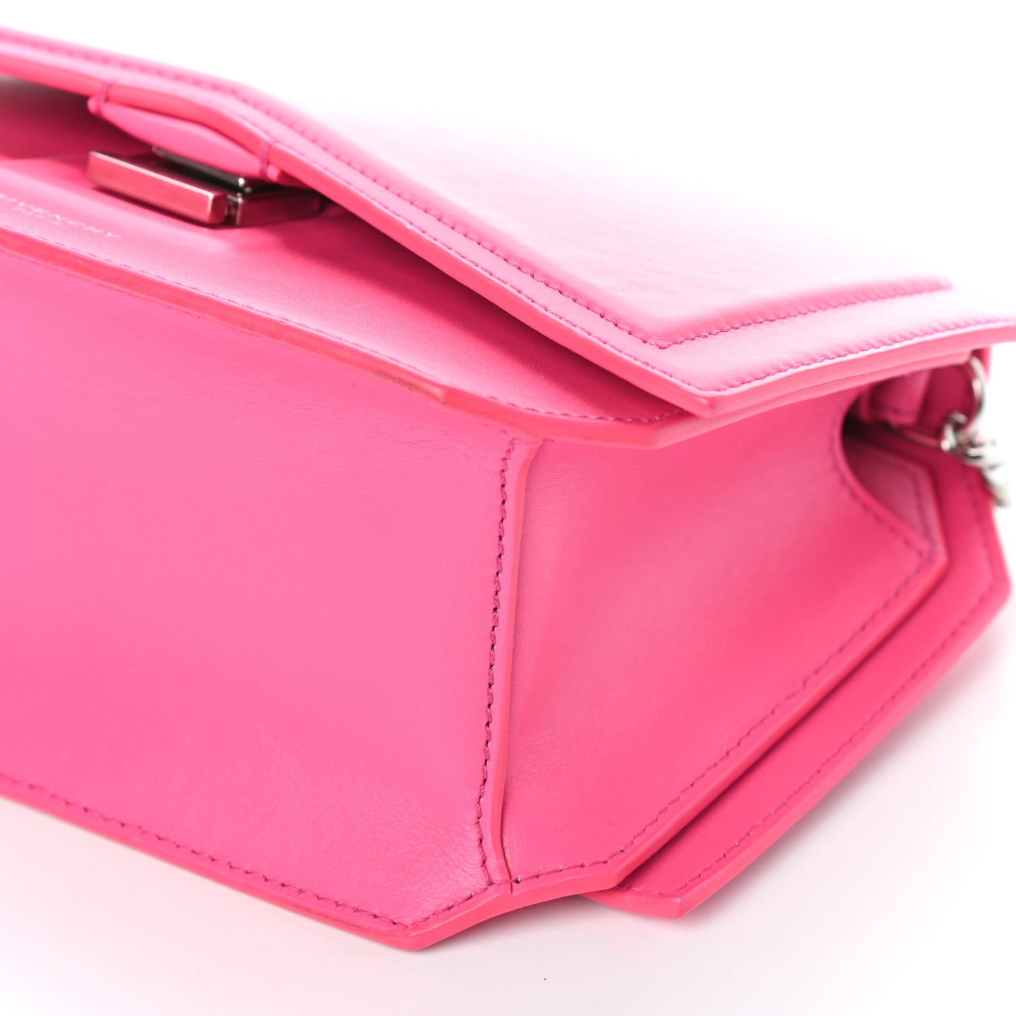 Calfskin Bow Cut Chain Wallet Fuchsia