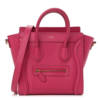 Celine Drummed Calfskin Nano Luggage Fuchsia 1 of 9