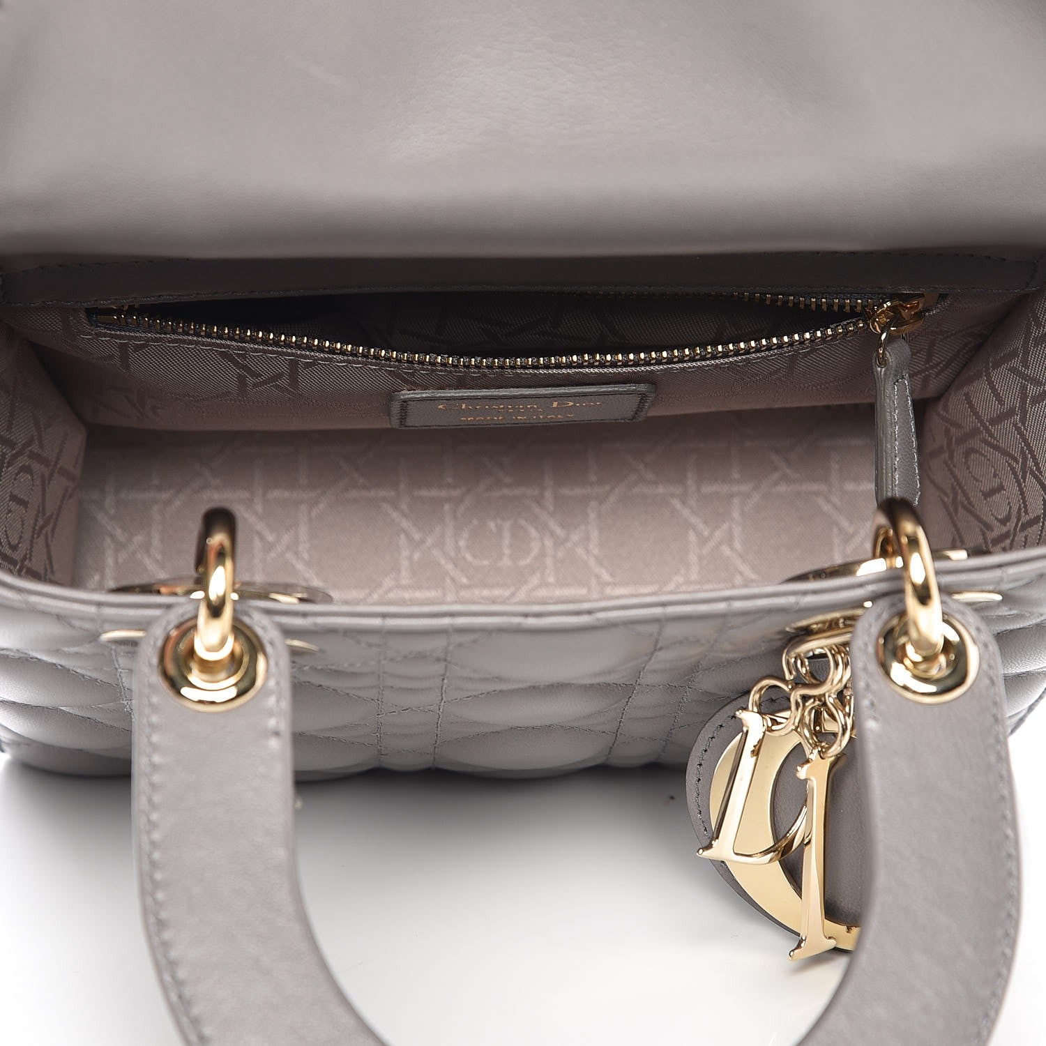 Christian Dior Lambskin Cannage Small Lucky Badges My Lady Dior Grey 5 of 8