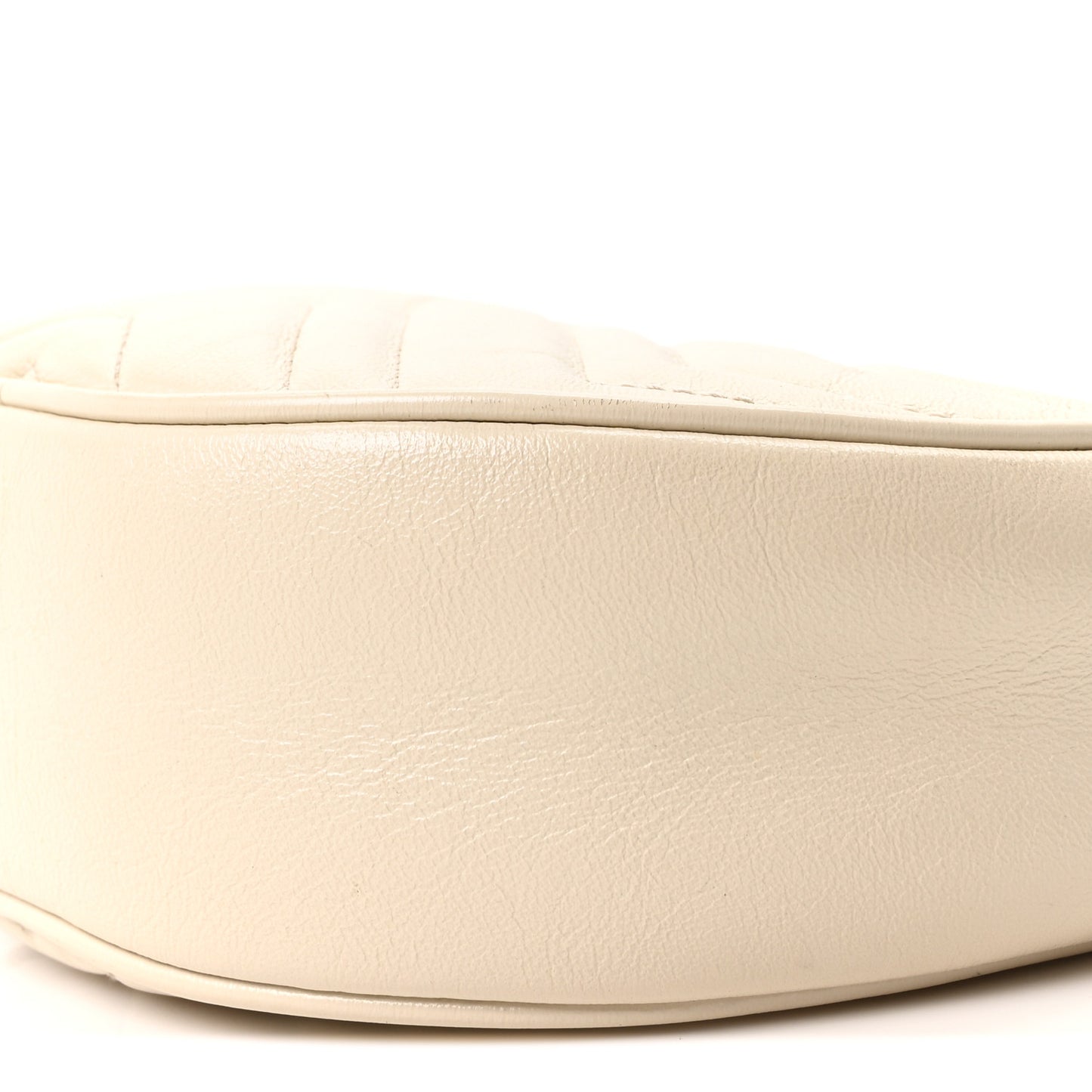 Calfskin Matelasse Mini GG Marmont Round Shoulder Bag White