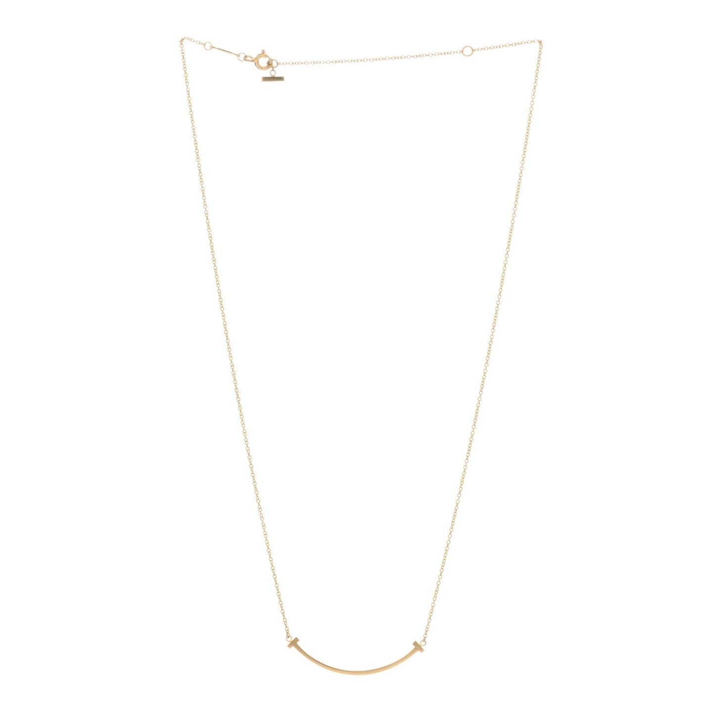18K Yellow Gold Small T Smile Pendant Necklace