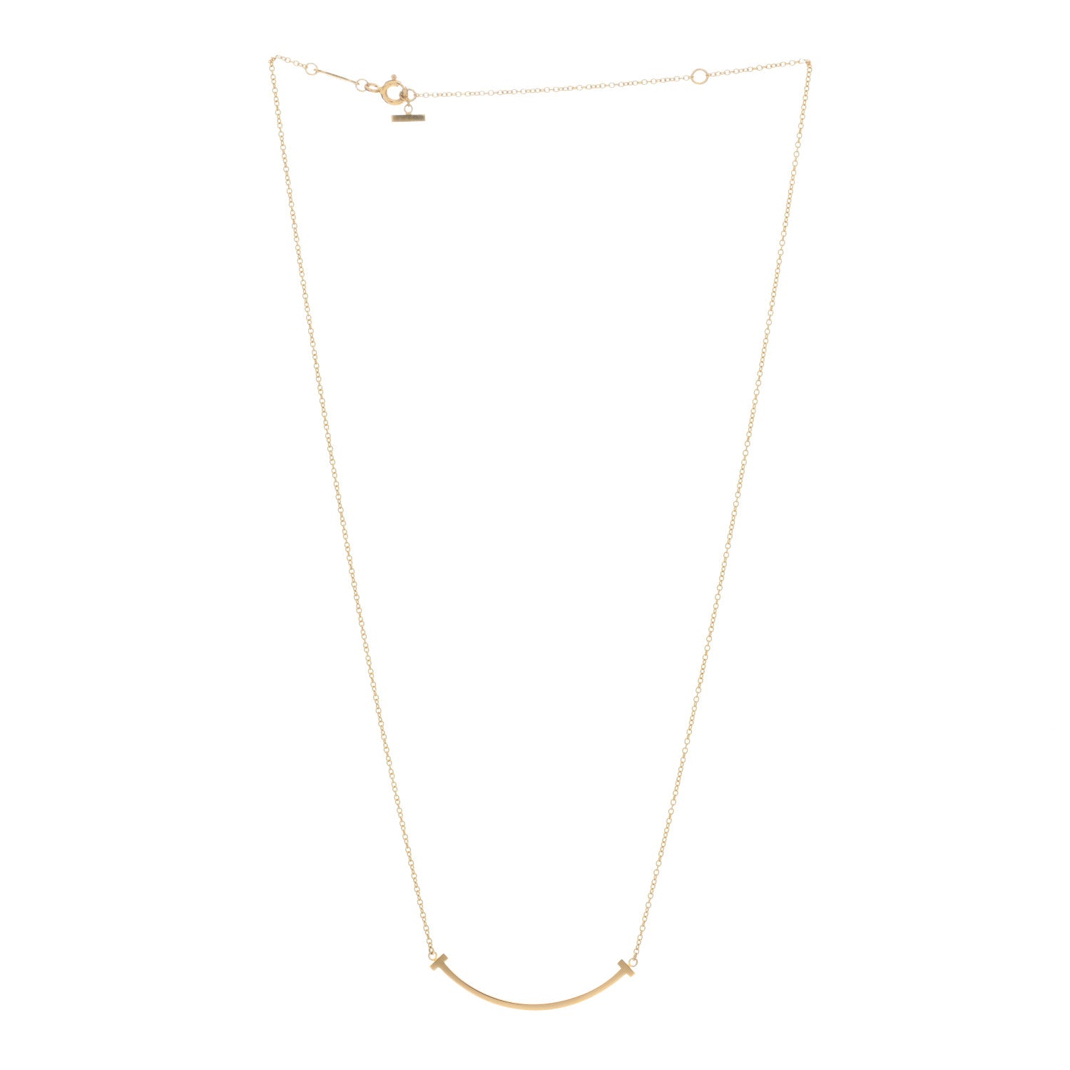 Tiffany 18K Yellow Gold Small T Smile Pendant Necklace 2 of 3