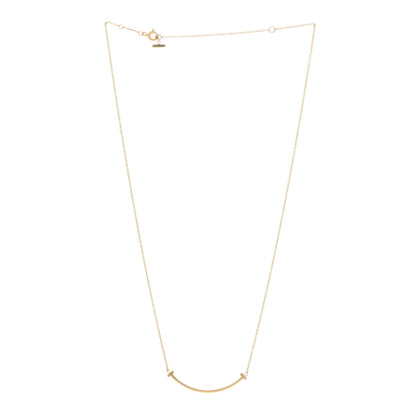 Tiffany 18K Yellow Gold Small T Smile Pendant Necklace 2 of 3
