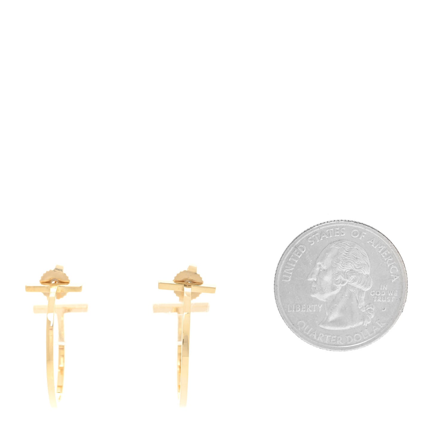 18K Yellow Gold Medium T Wire Hoop Earrings