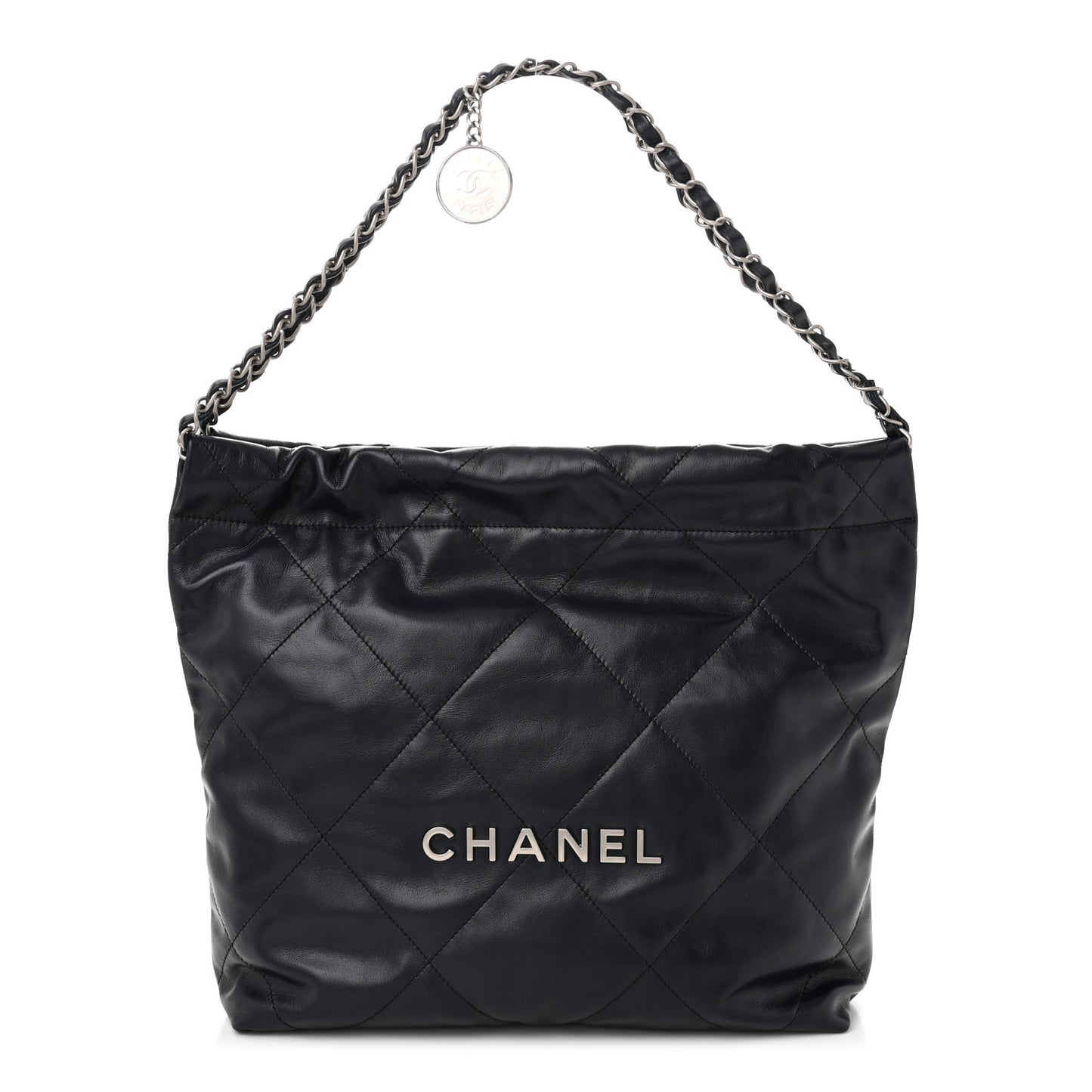 Shiny Calfskin Quilted Chanel 22 Navy