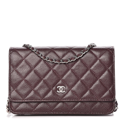 Chanel Caviar Quilted Wallet on Chain WOC Burgundy 1 of 12