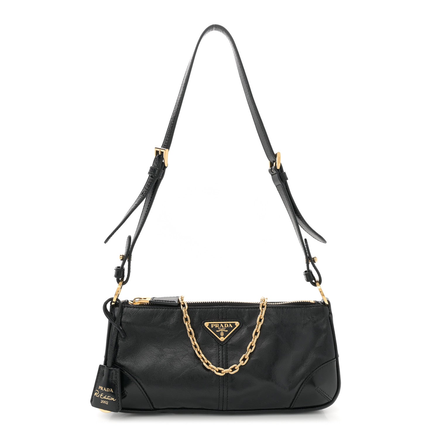 Prada Soft Lux Calfskin Medium Re-Edition 2002 Shoulder Bag Black 1 of 10