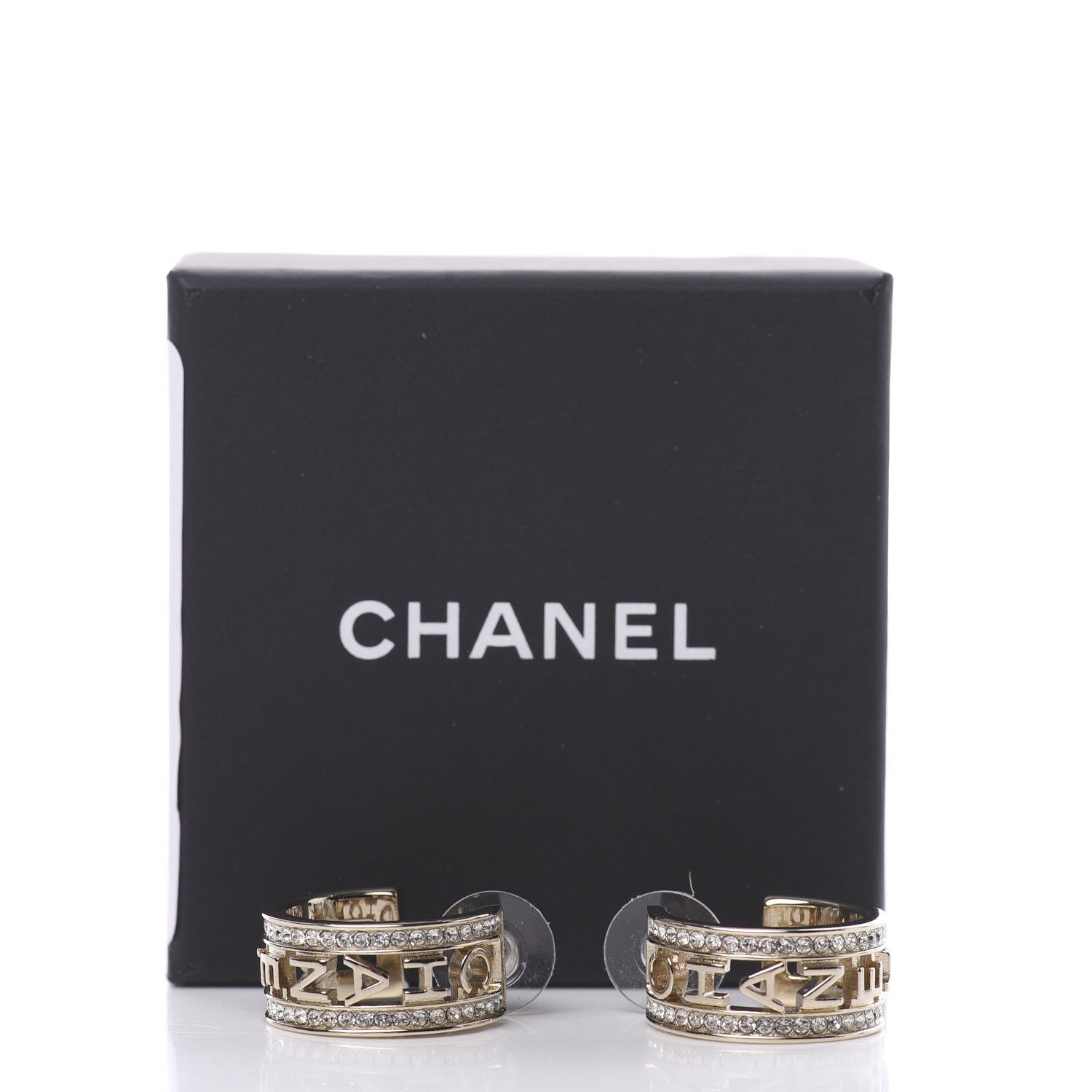 Chanel Metal Crystal Bow-tiful CC Hoop Earrings Gold 6 of 6
