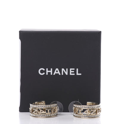Chanel Metal Crystal Bow-tiful CC Hoop Earrings Gold 6 of 6