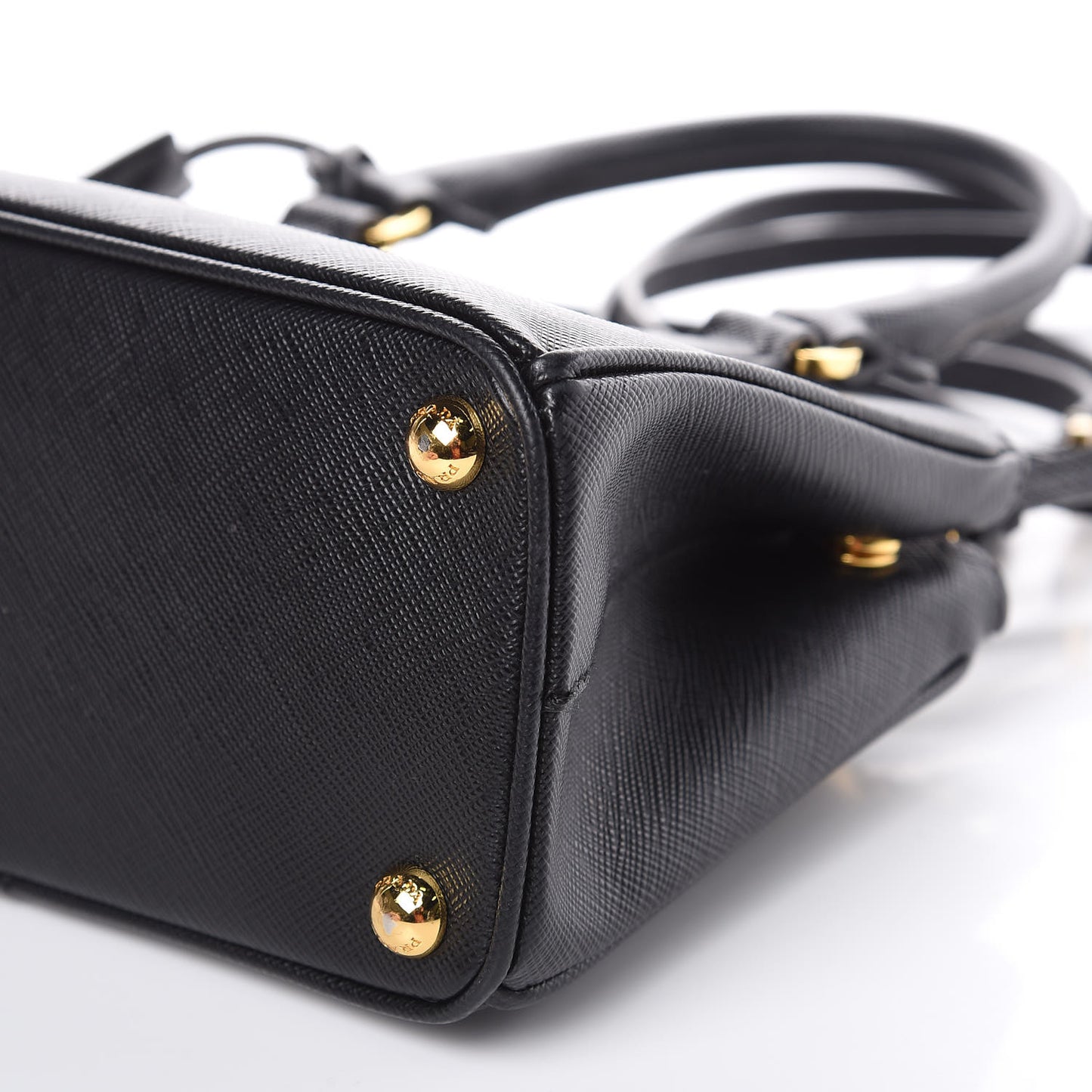 Saffiano Lux Mini Galleria Double Zip Tote Black