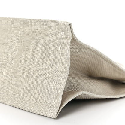 Saint Laurent Cotton Linen Calfskin Striped Rive Gauche Tote Water Green 9 of 9