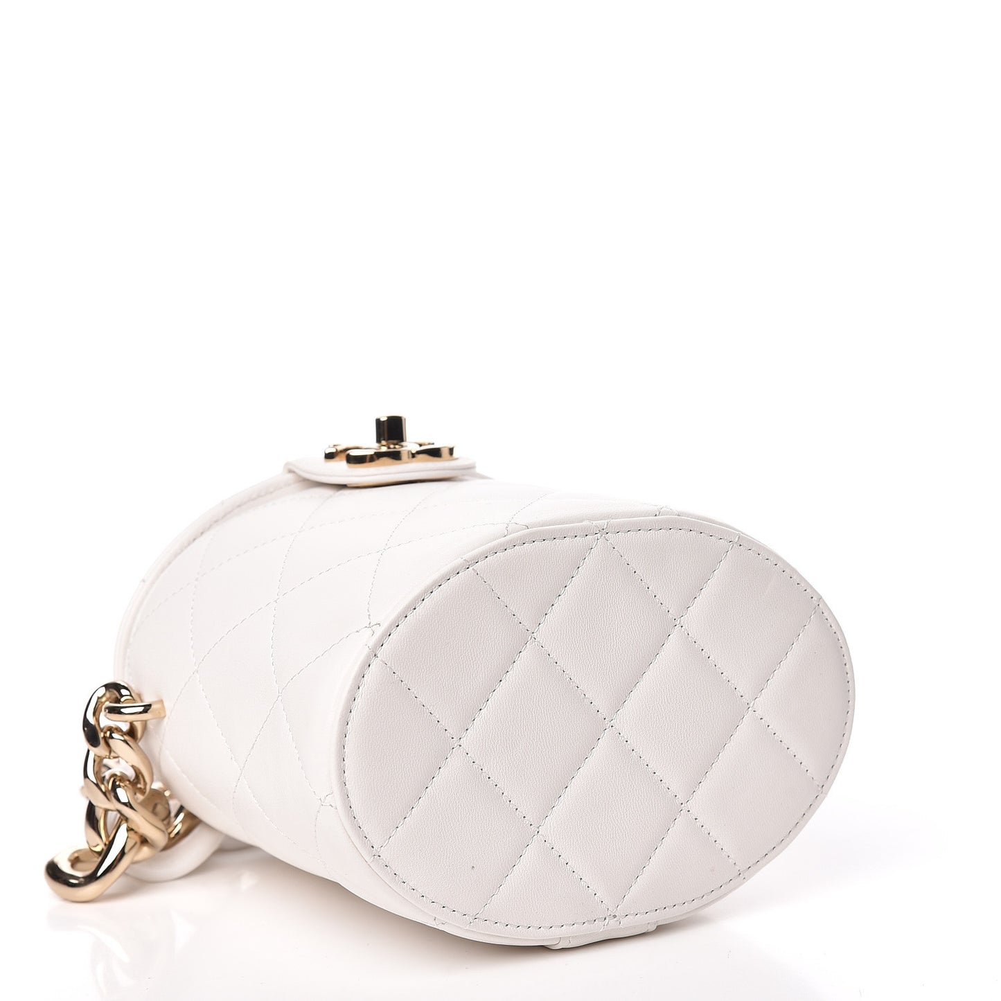 Lambskin Resin Elegant Chain Vanity Case White