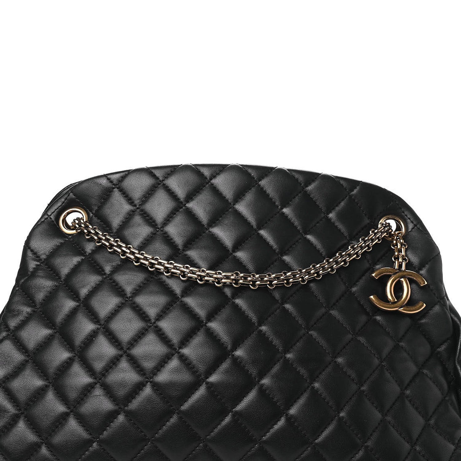 Chanel Lambskin Quilted Large Just Mademoiselle Bowling Bag Black 6 of 6