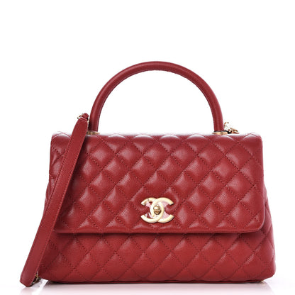 Chanel Caviar Quilted Small Coco Handle Flap Red 1 of 7