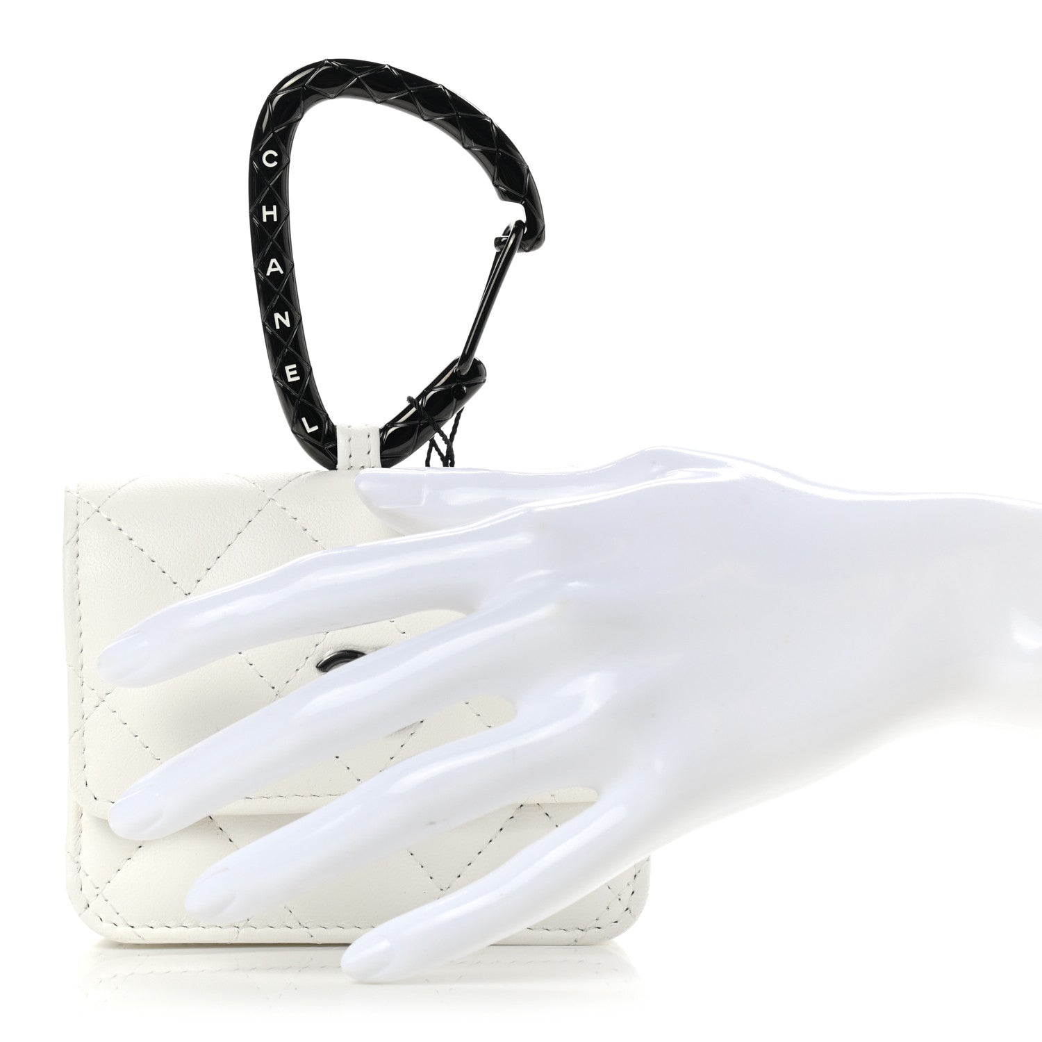 Chanel Lambskin Quilted CC Hook Card Holder White 2 of 8