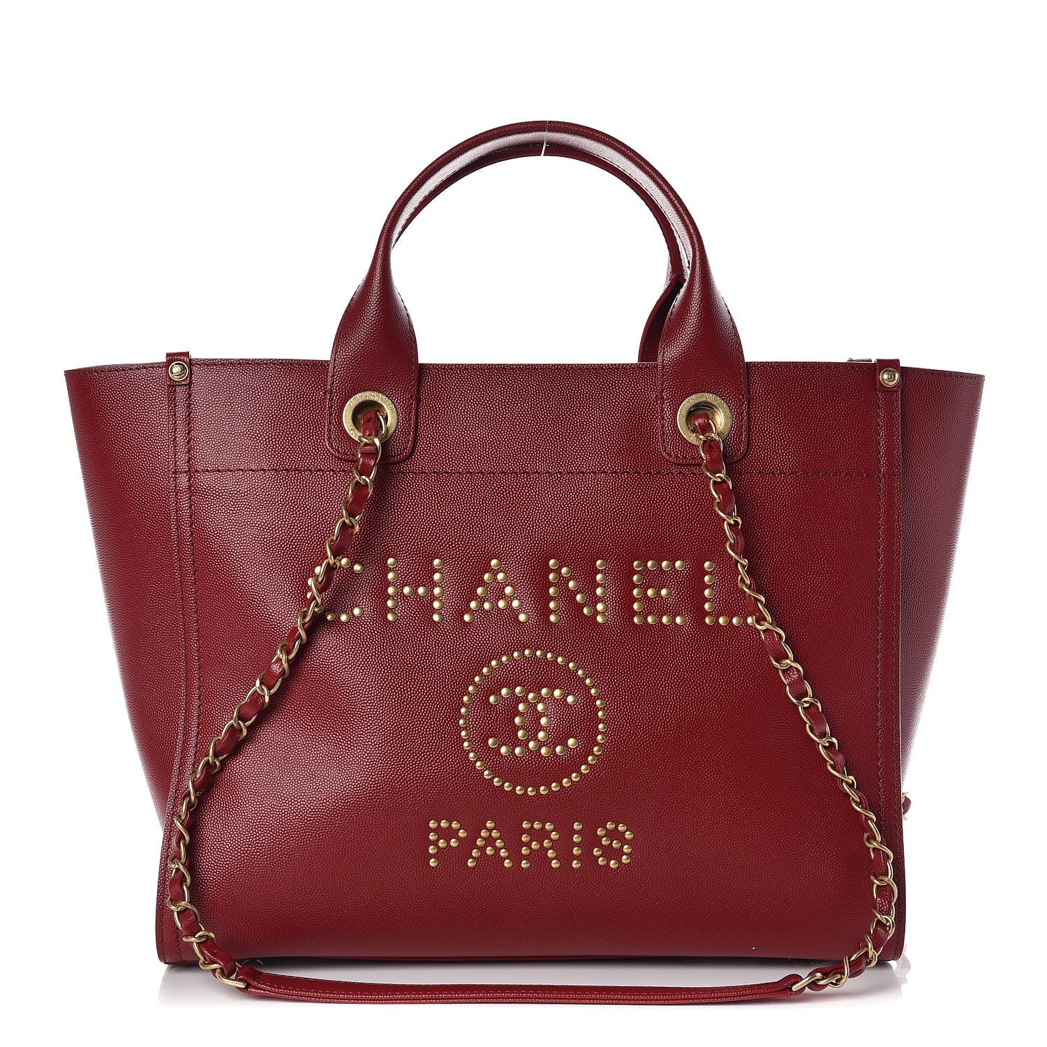 Chanel Caviar Small Studded Deauville Tote Red 1 of 11