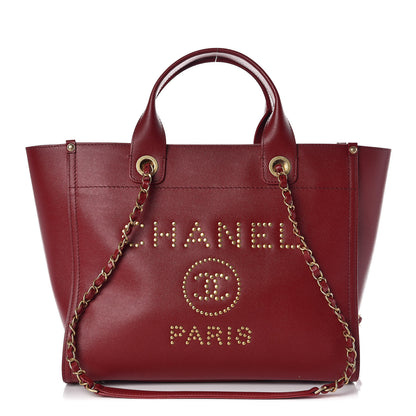 Chanel Caviar Small Studded Deauville Tote Red 1 of 11