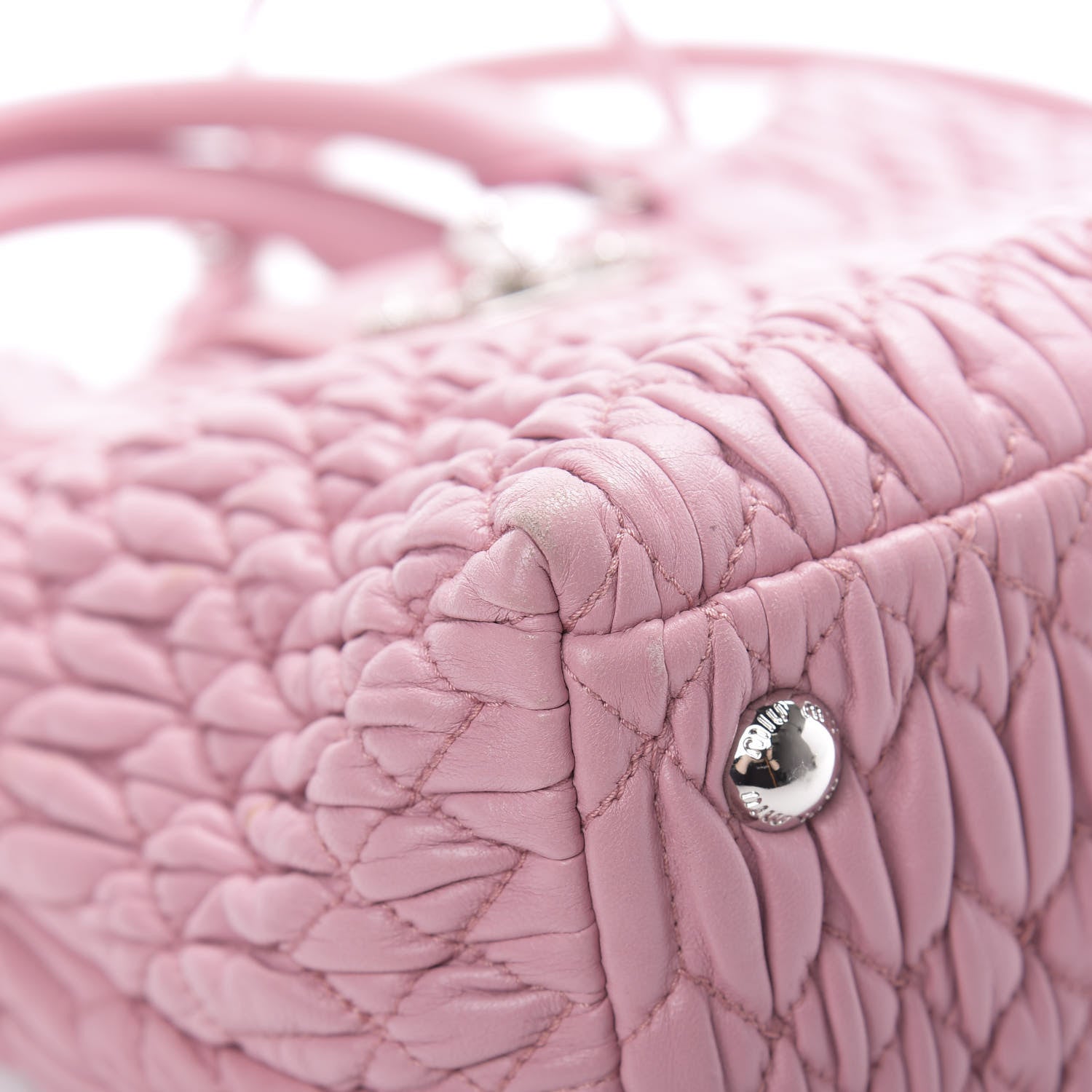 Miu Miu Nappa Matelasse Crystal Top Handle Rosa 10 of 14