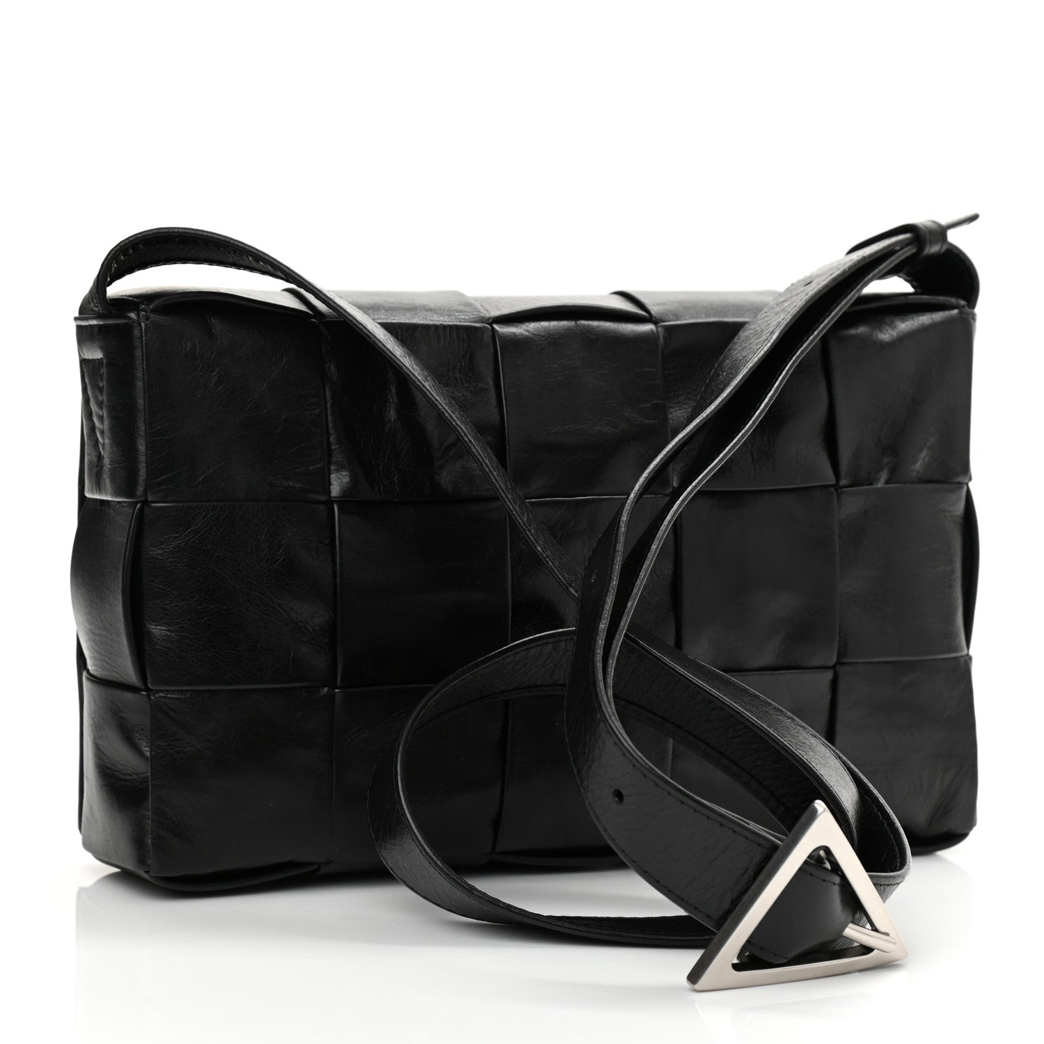 Bottega Veneta Paper Calfskin Maxi Intreccio Cassette Crossbody Bag Black 3 of 8